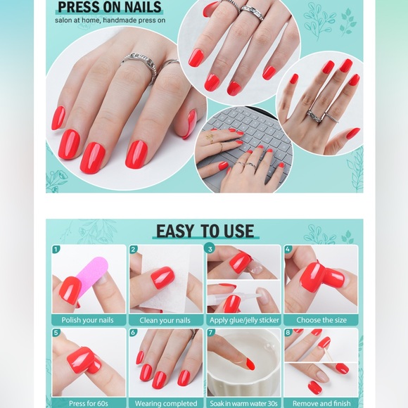 BUNDLE ANY 3 FOR $25 Passion Red- Press on Gel Nails- New Set with 24 pieces 💅 - Picture 7 of 7
